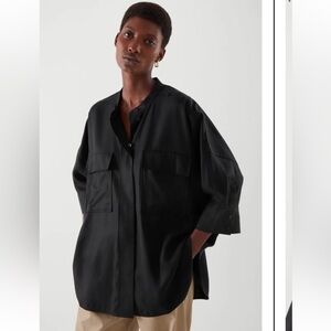 COS Black women's oversized short sleeve shirt